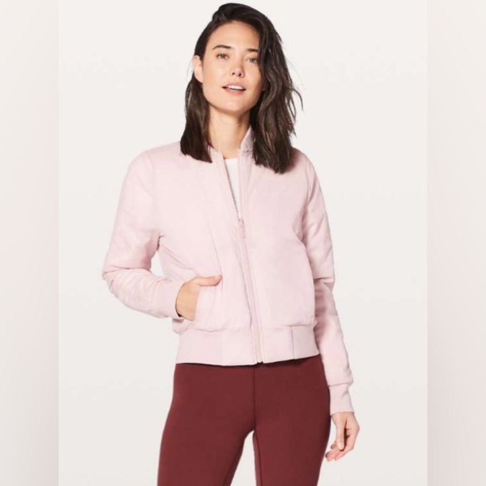 Lululemon Non-Stop Bomber Reversible Porcelain Pink Water Repellent Size 4